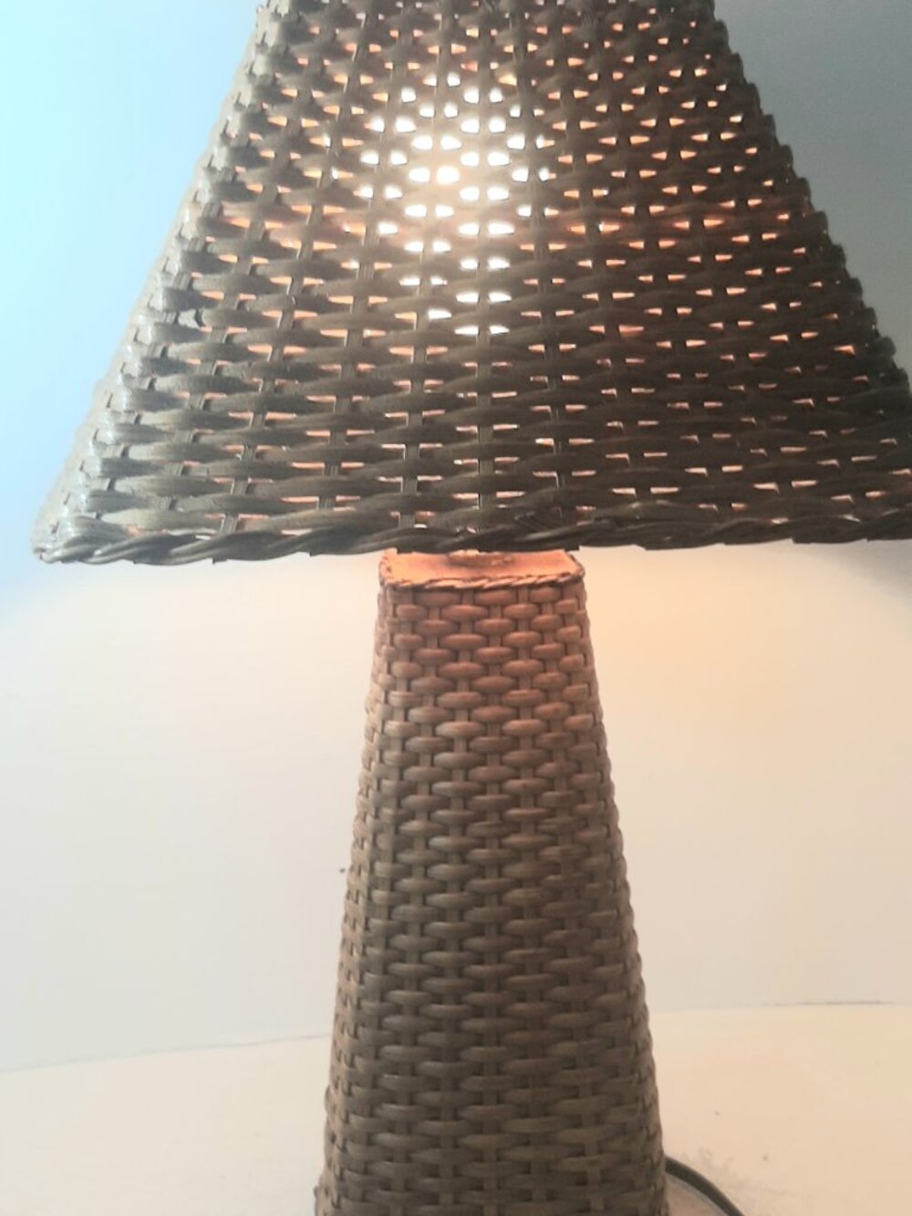 Woven Rattan Geometric Shaped Table Lamp - Picture 5 of 5